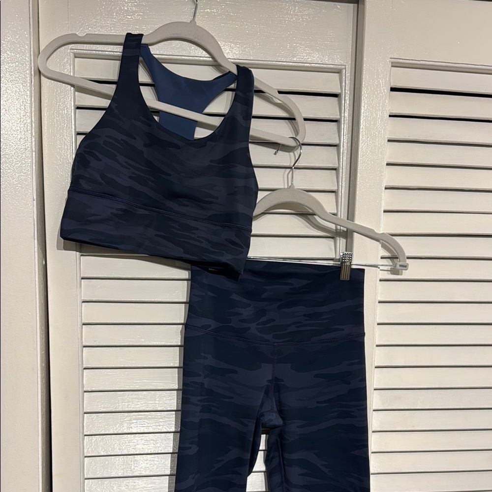Blue Camo Sports Bra and Leggings Set